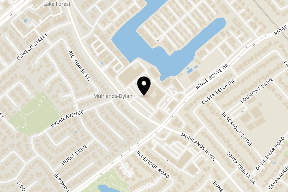Map showing the location of Thai All Day on 24301 Muirlands Blvd R in Lake Forest